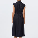Cap Sleeve Shirt Dress - Navy