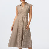 Cap Sleeve Shirt Dress - Chocolate Stripe