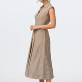 Cap Sleeve Shirt Dress - Chocolate Stripe