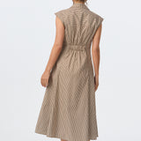 Cap Sleeve Shirt Dress - Chocolate Stripe
