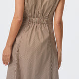 Cap Sleeve Shirt Dress - Chocolate Stripe