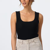 Square Neck Tank - Black