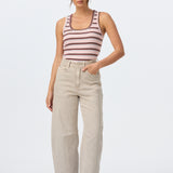 Scoop Neck Tank - Musk Pink Stripe