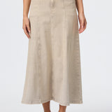 Denim Panelled Skirt - Stone