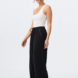 Contrast Stitch Straight Pant - Black