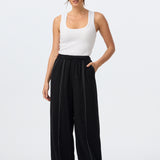 Contrast Stitch Straight Pant - Black