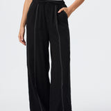 Contrast Stitch Straight Pant - Black