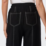 Contrast Stitch Straight Pant - Black