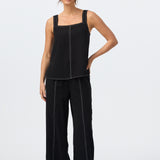 Contrast Stitch Top - Black