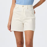 Elasticated Denim Short - White