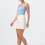 Elasticated Denim Short - White