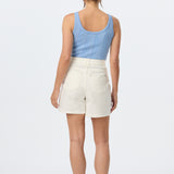 Elasticated Denim Short - White