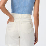 Elasticated Denim Short - White