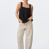 Contrast Stitch Top - Black