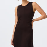 Gathered Waist Jersey Dress - Dark Chocolate