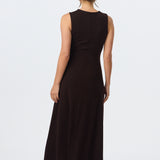 Gathered Waist Jersey Dress - Dark Chocolate