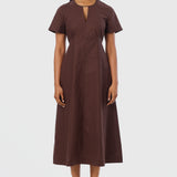 Short Sleeve Midi Dress - Espresso