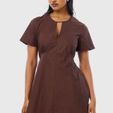 Short Sleeve Midi Dress - Espresso