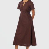 Short Sleeve Midi Dress - Espresso