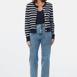 Lightweight Knit Cardigan - Navy / White Stripe