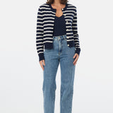 Lightweight Knit Cardigan - Navy / White Stripe