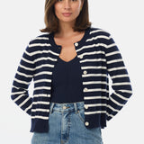 Lightweight Knit Cardigan - Navy / White Stripe