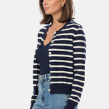 Lightweight Knit Cardigan - Navy / White Stripe