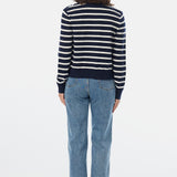 Lightweight Knit Cardigan - Navy / White Stripe