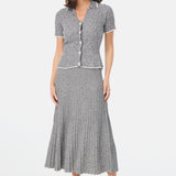 Rib Knit Skirt - Navy Marl