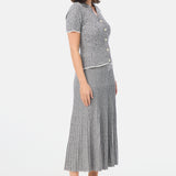 Rib Knit Skirt - Navy Marl