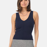 V-Neck Knit Tank - Navy