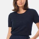 Textured Short Sleeve Knit Top - Navy