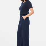 Tailored Pintuck Pants - Navy