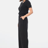 Tailored Pintuck Pants - Black