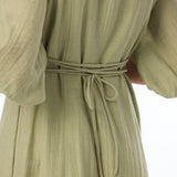 Gathered Sleeve Midi Dress - Sage