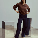 V Neck Tracksuit Jumper - Cappuccino