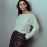 Asymmetric Cable Knit Jumper - Ecru