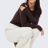Long Sleeve Jersey Top - Dark Chocolate