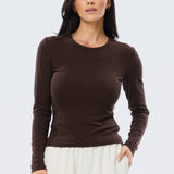 Long Sleeve Jersey Top - Dark Chocolate