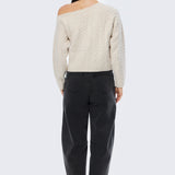 Asymmetric Cable Knit Jumper - Ecru