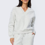 V Neck Tracksuit Jumper - Snow Marl