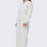 V Neck Tracksuit Jumper - Snow Marl