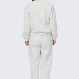 V Neck Tracksuit Jumper - Snow Marl