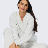 V Neck Tracksuit Jumper - Snow Marl