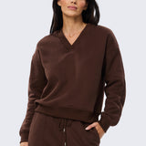 V Neck Tracksuit Jumper - Cappuccino