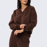 V Neck Tracksuit Jumper - Cappuccino