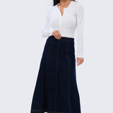 Denim Panelled Skirt - Indigo
