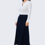 Denim Panelled Skirt - Indigo