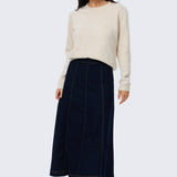 Denim Panelled Skirt - Indigo