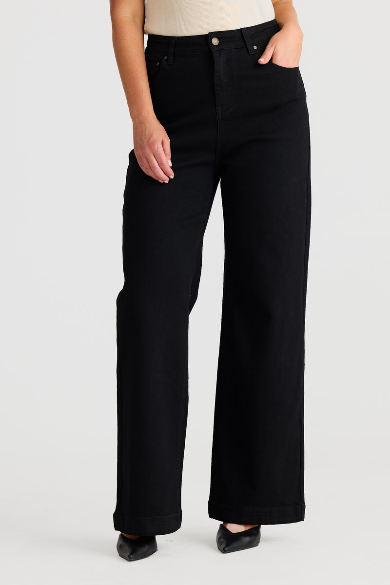 Core Wide Leg Denim Jean - Black – Serafina